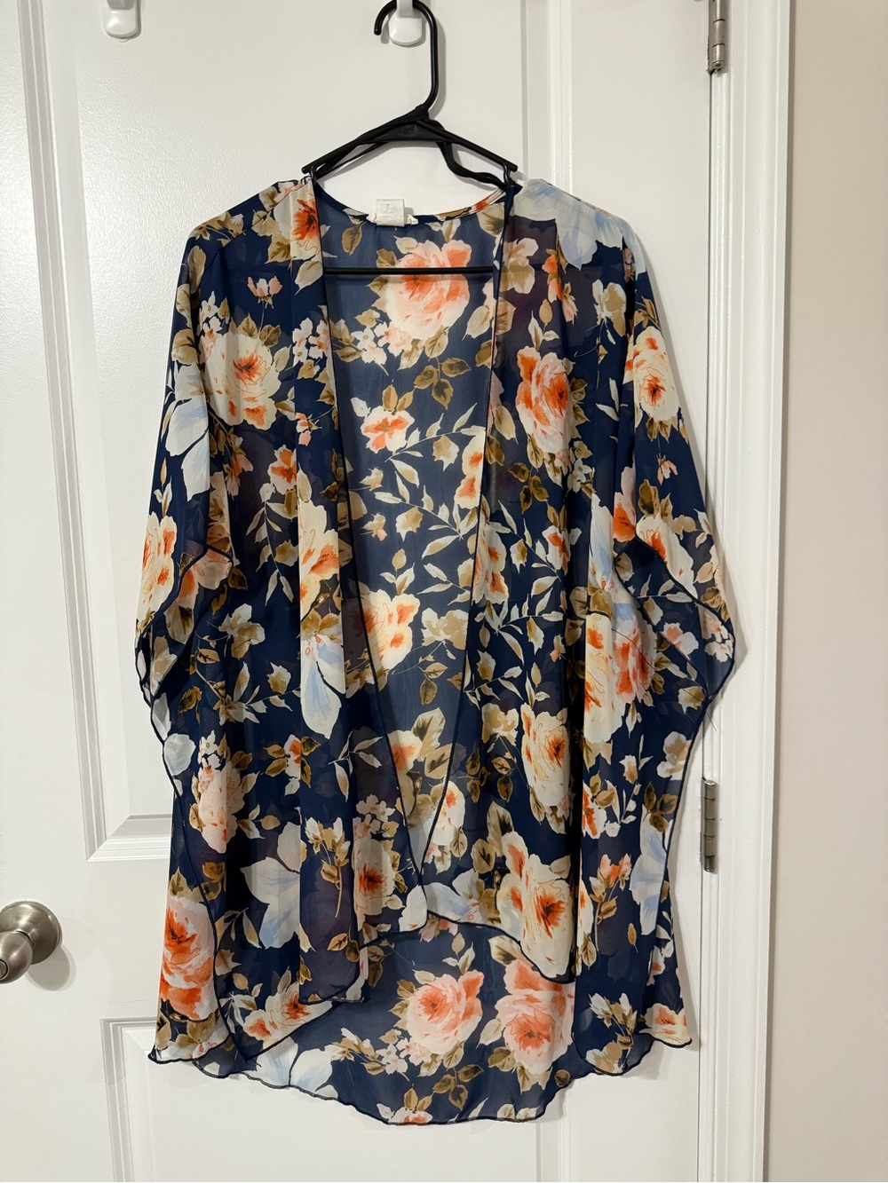emory park Navy Floral Sheer Kimono Cardigan